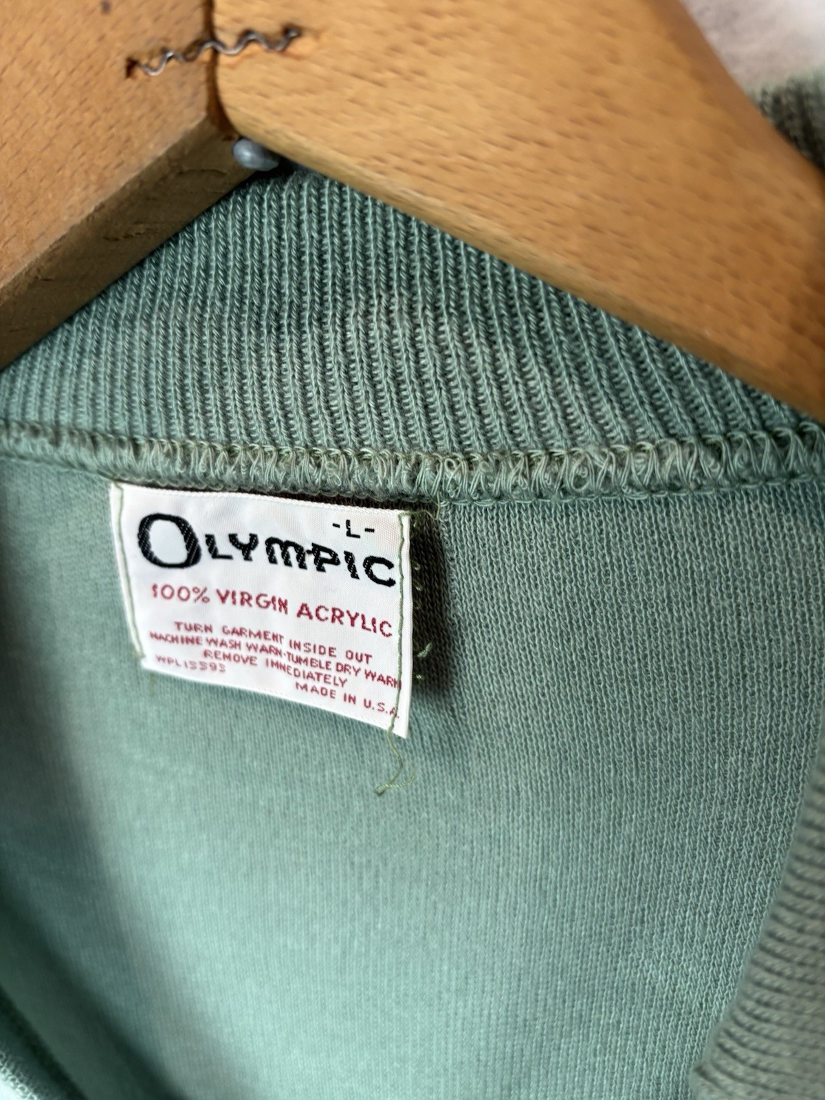 Vintage 70s Olympic Photo Print Collared V Neck Acrylic Shirt Size L Nature Tree