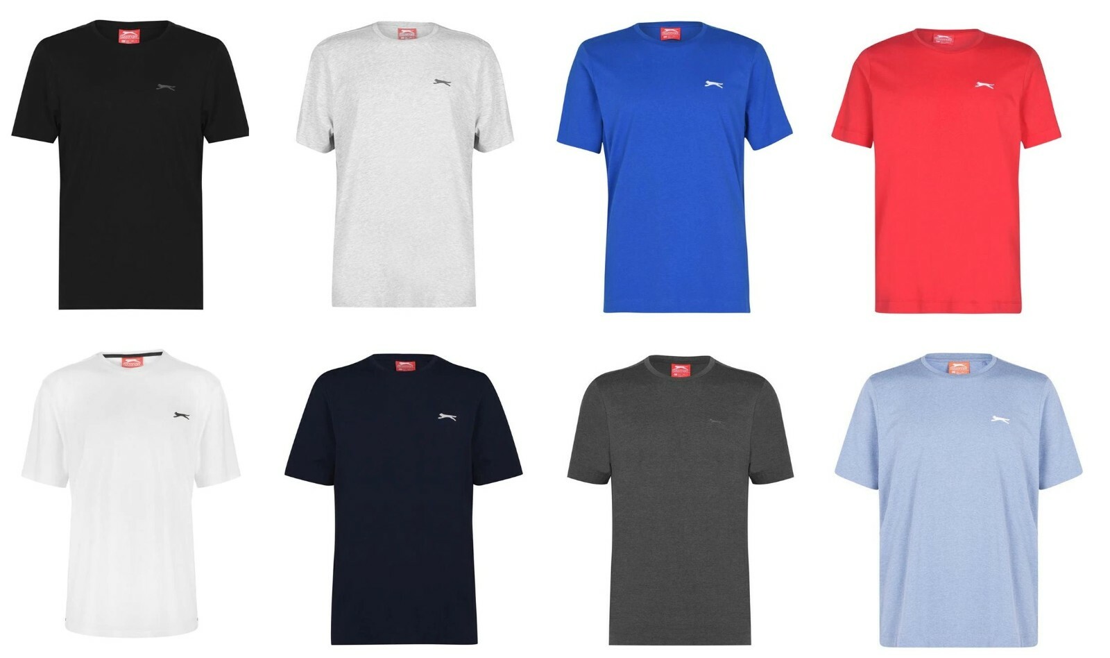 Mens Slazenger 100% Cotton Plain Crew Neck T Shirt XS S M L XL XXL 3XL 4XL BNWT