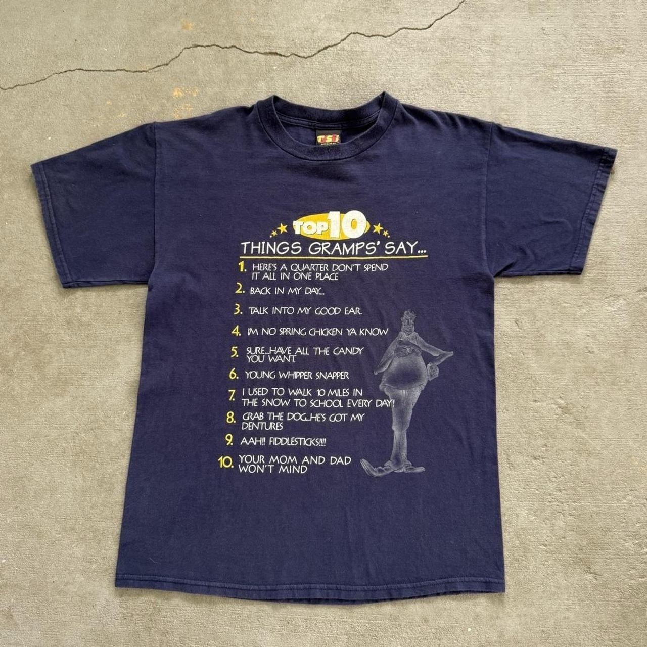 Vintage 2000s Y2K top 10 things gramps’ say funny graphic tee shirt size large