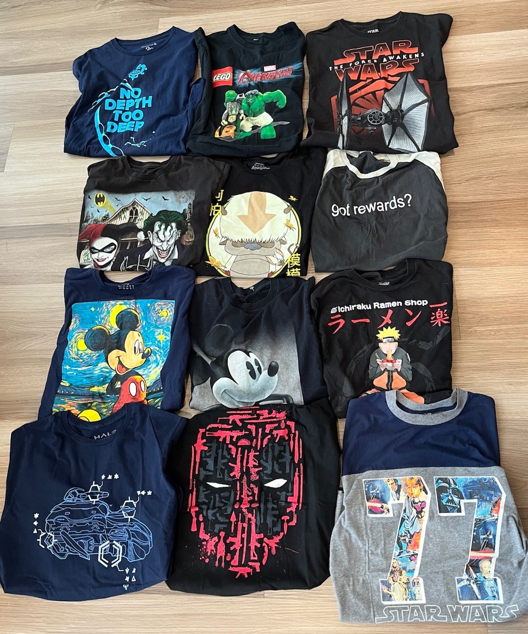 Lot Of 12 Amine Video Game Disney T Shirts Multi Size And Color Mickey Star Wars