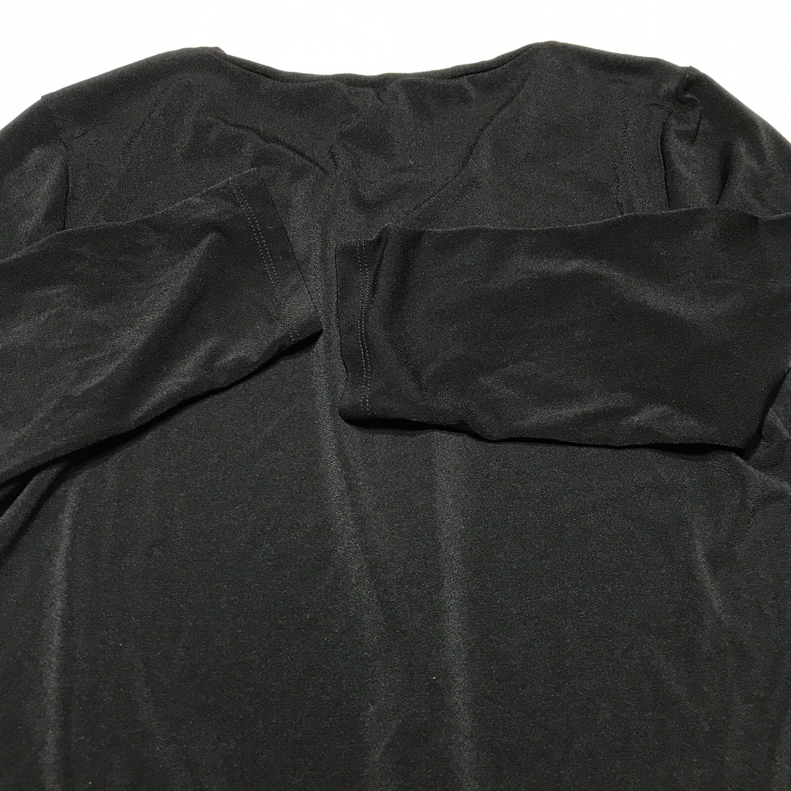 Ann Taylor Top Womens Size M Pleated Neck Crop Sleeve Blouse Black Stretchy