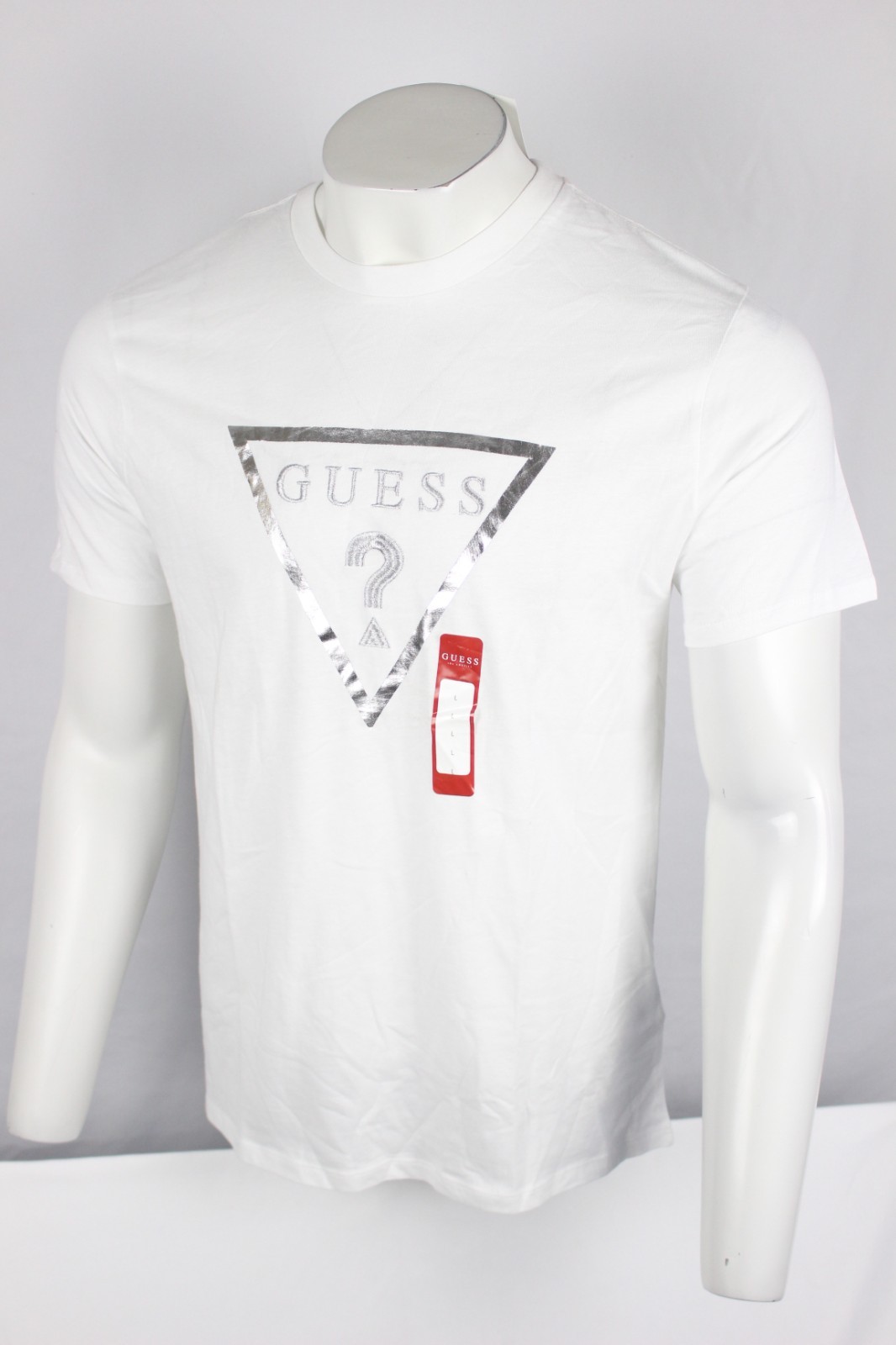Guess Jeans Men’s Bolton Logo Crew Short Sleeve Shirt L Large White