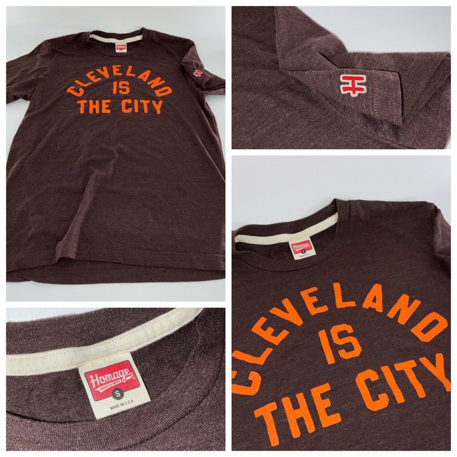 Homage Cleveland Is The City T-Shirt Men’s S Brown Poly Cotton Rayon YGI D4-1