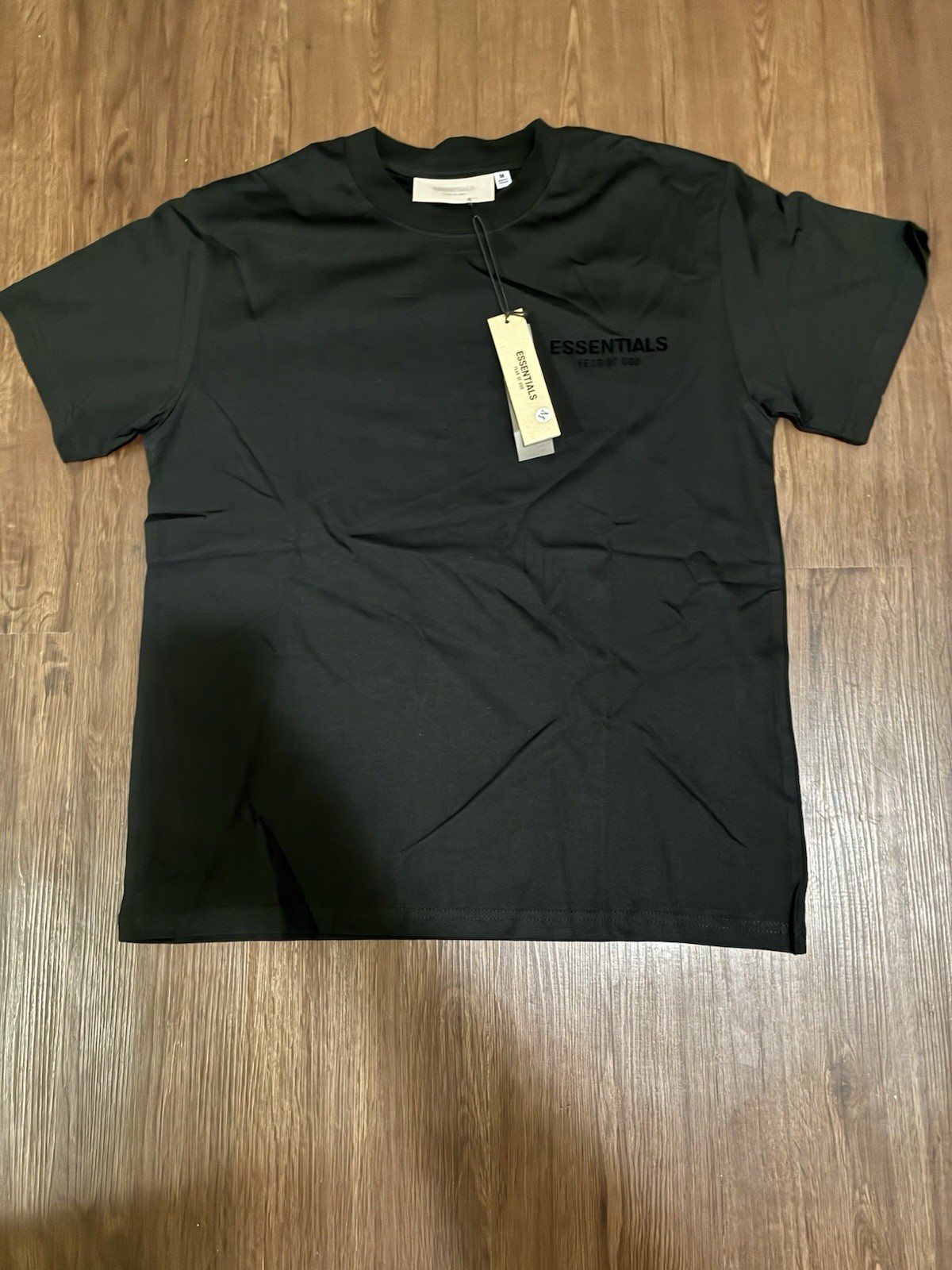 Essentials Fear of God Men’s L Black Cotton Crew Neck Short Sleeve Logo Tee