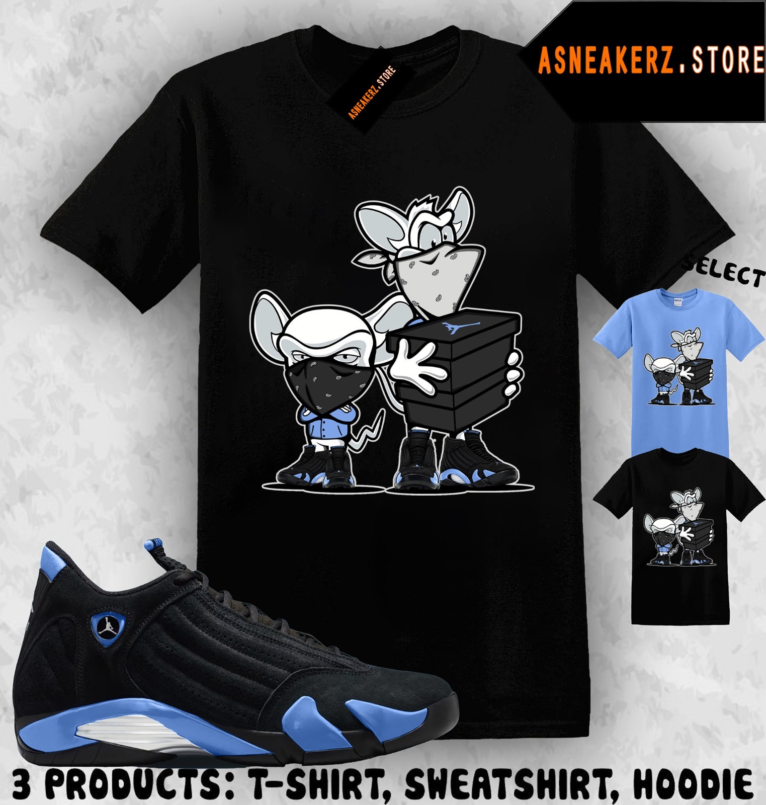 Shirt Matching AJ 14 Black University Blue 2026 Match Sneaker Sneakerhead Heist