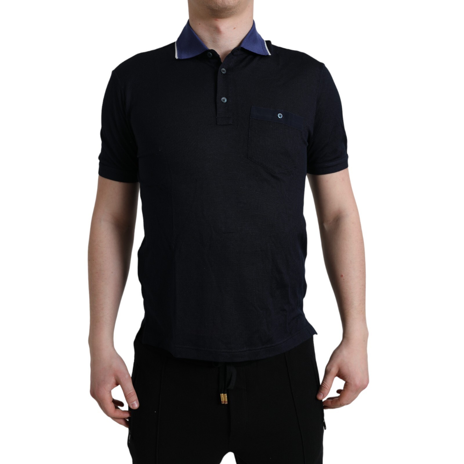 DOLCE & GABBANA T-shirt Polo Navy Blue Collared Short Sleeve IT48/US38/M 1070usd