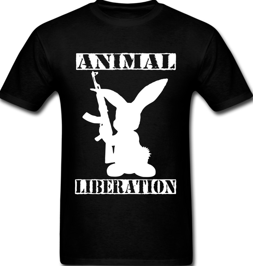 Liberate ALF Animal rights Rabbit Bunny AK 47 Gun Tee T shirt all sizes
