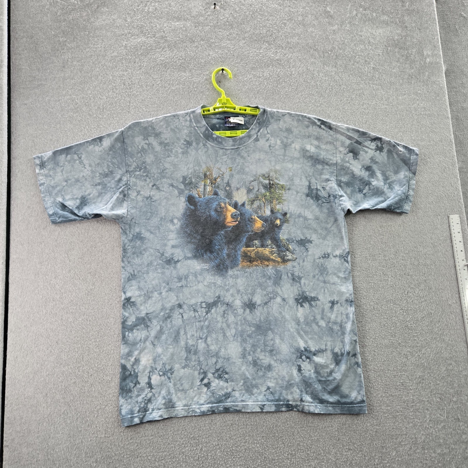 VINTAGE Polar Graphics U.S.A. Men Shirt XL Blue Tie Dye Bear Forest Gorpcore