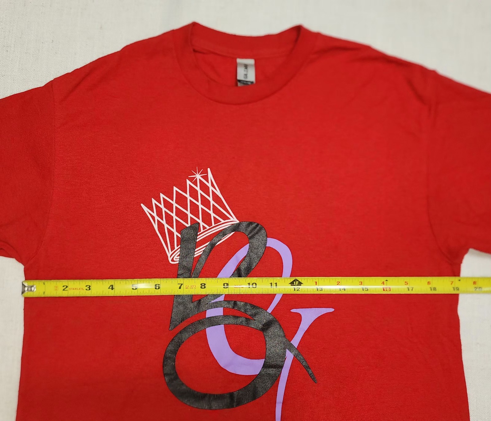 Gildan M Red Crew Neck Tee T-Shirt BG Crown Graphic Print Short Sleeves