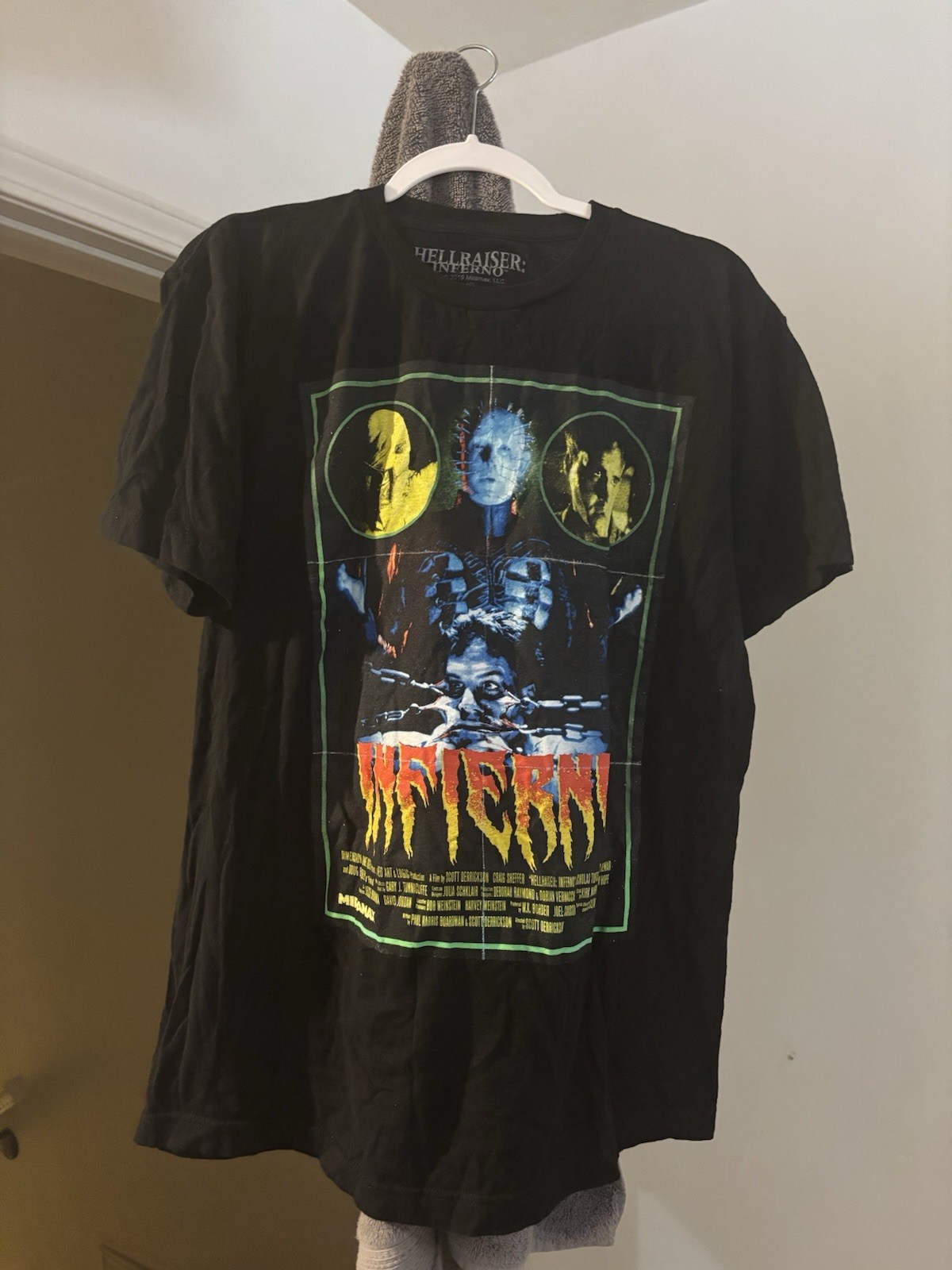 Hellraiser Inferno Sz L Men’s Retro Nice Black Pinhead Poster Cenobites