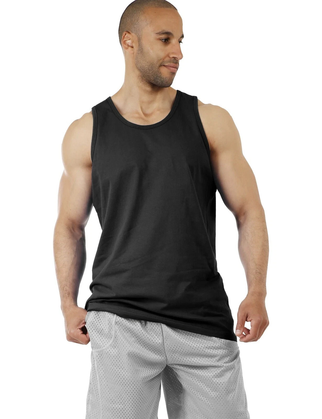 Mens Tank Top Muscle Gym Sleeveless Plain T-Shirts Tee A-Shirt 100%Cotton NEW