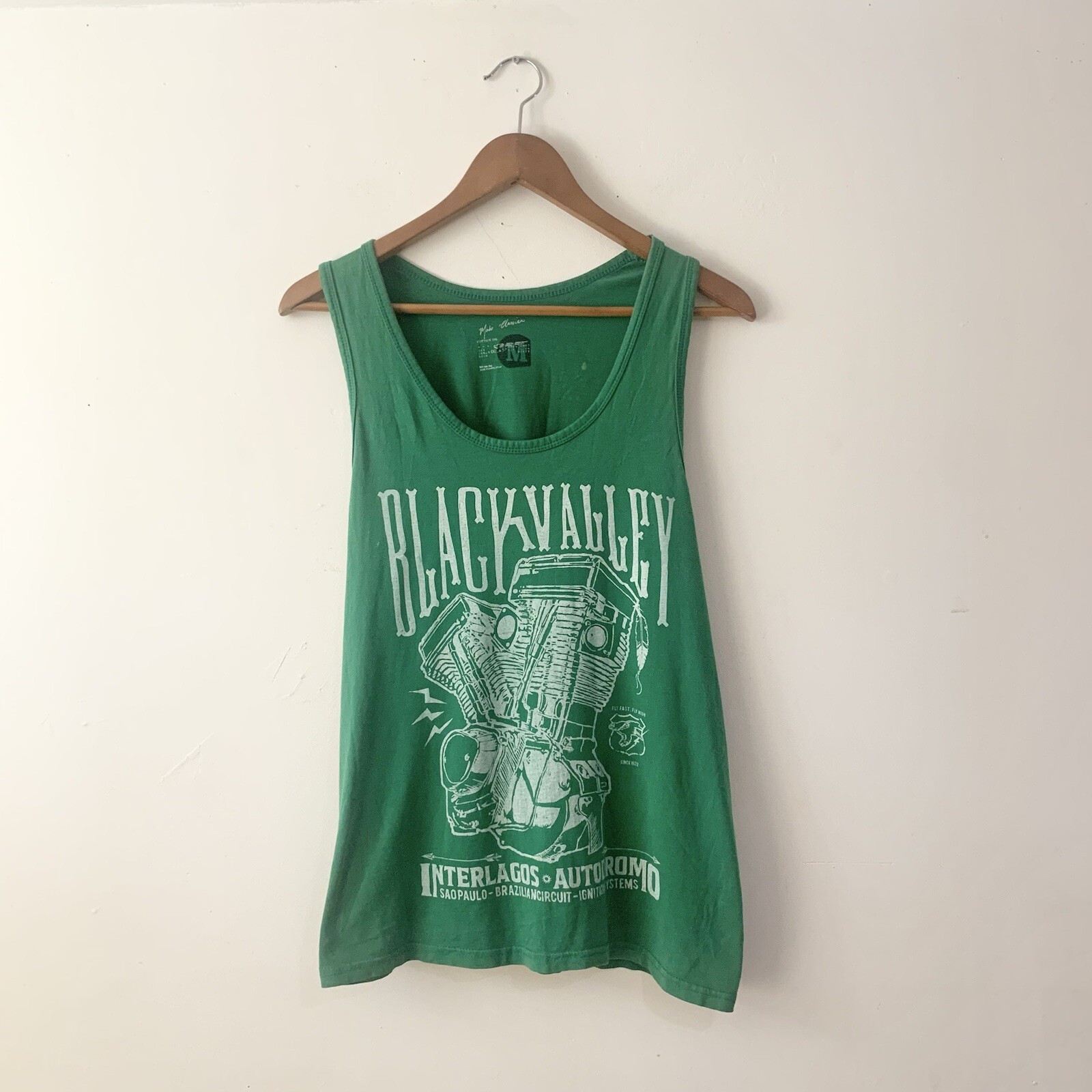 Vintage Moto Classica “Black Valley” Tank Top • Green Men’s size Medium EUC OBO