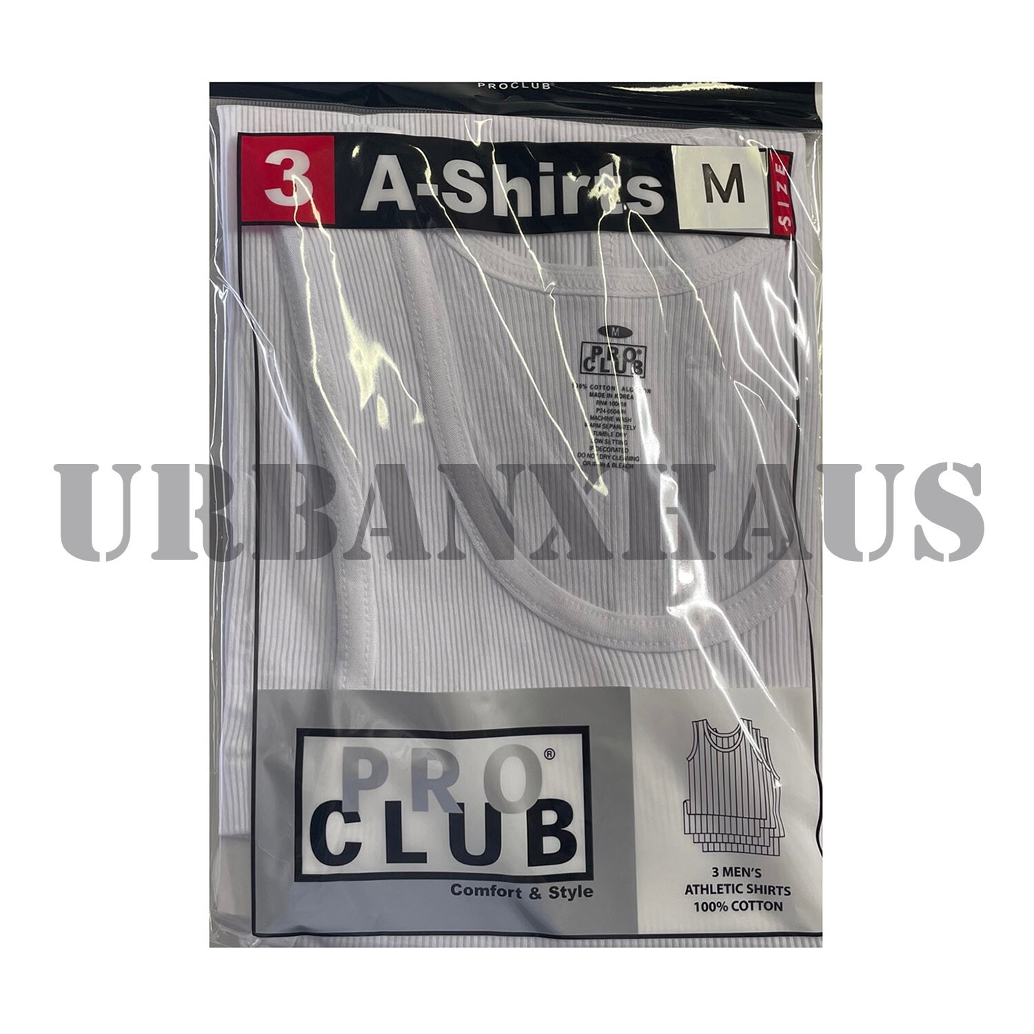 PRO CLUB *3 PACK A SHIRTS COTTON RIB TANK TOP WHITE & BLACK ( S to 5XL )