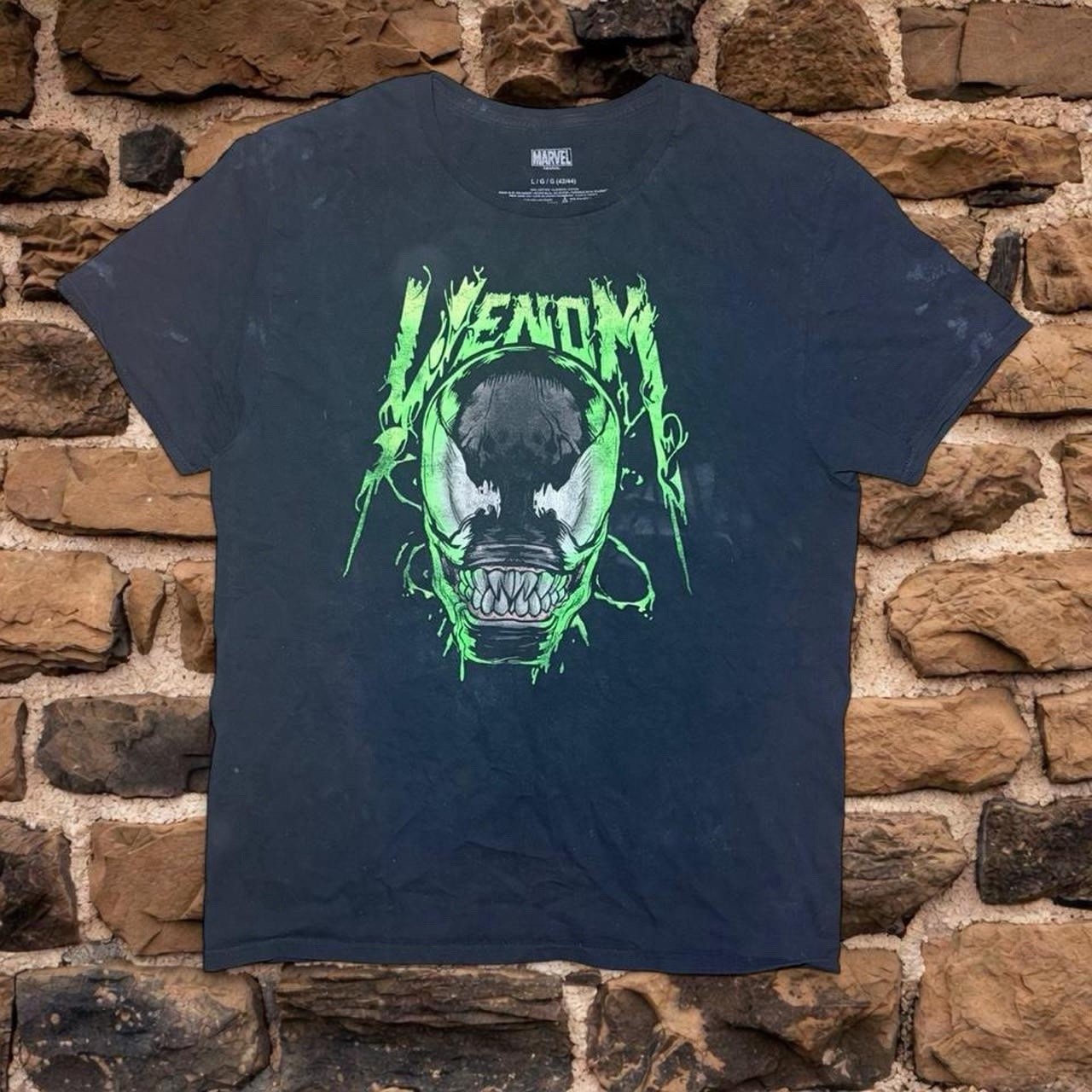 Y2K Marvel Venom Green Acid Men’s Size L Faded Distressed Promo Comics Superhero
