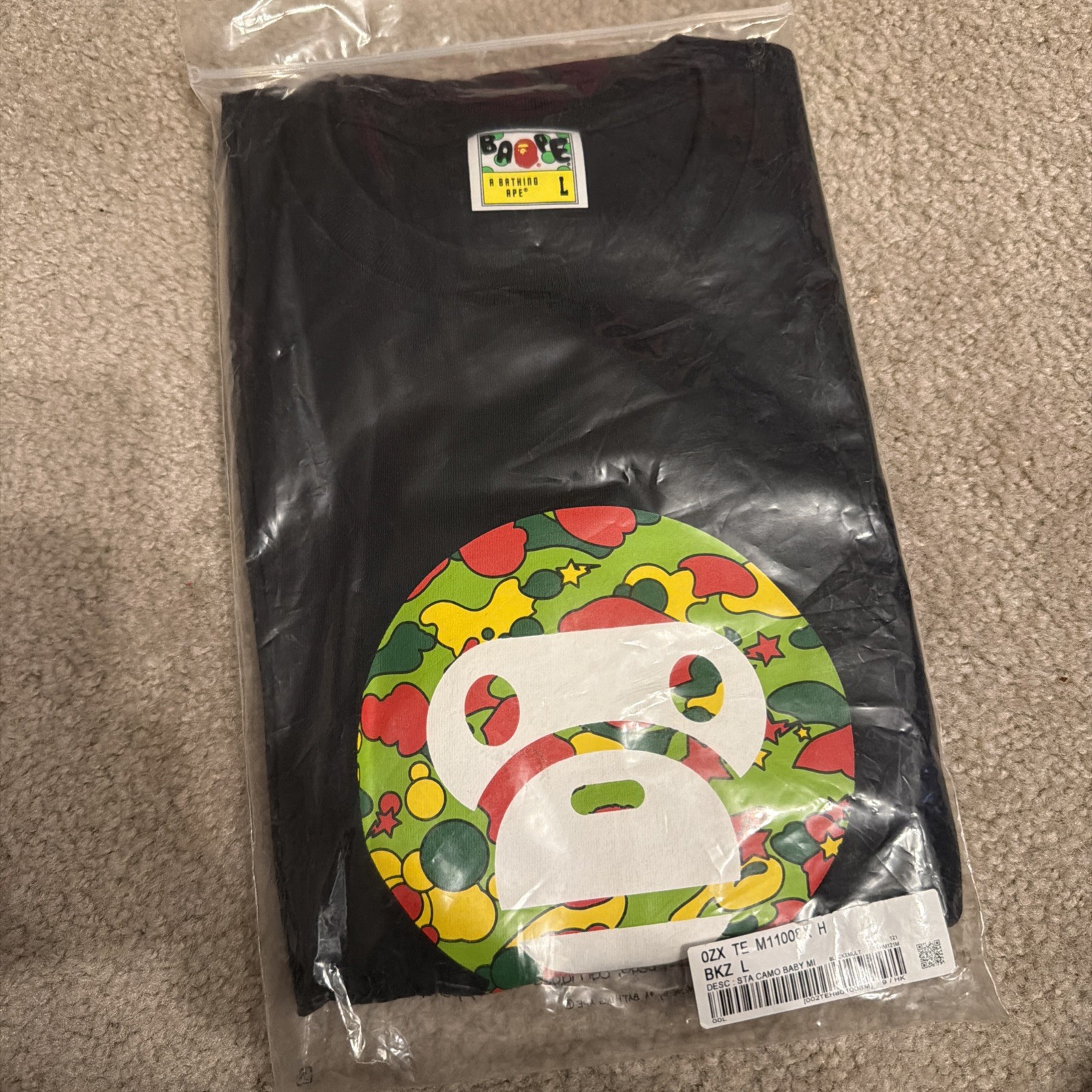 Bape Sta Camo Baby Milo Tee, Mens L, NWT