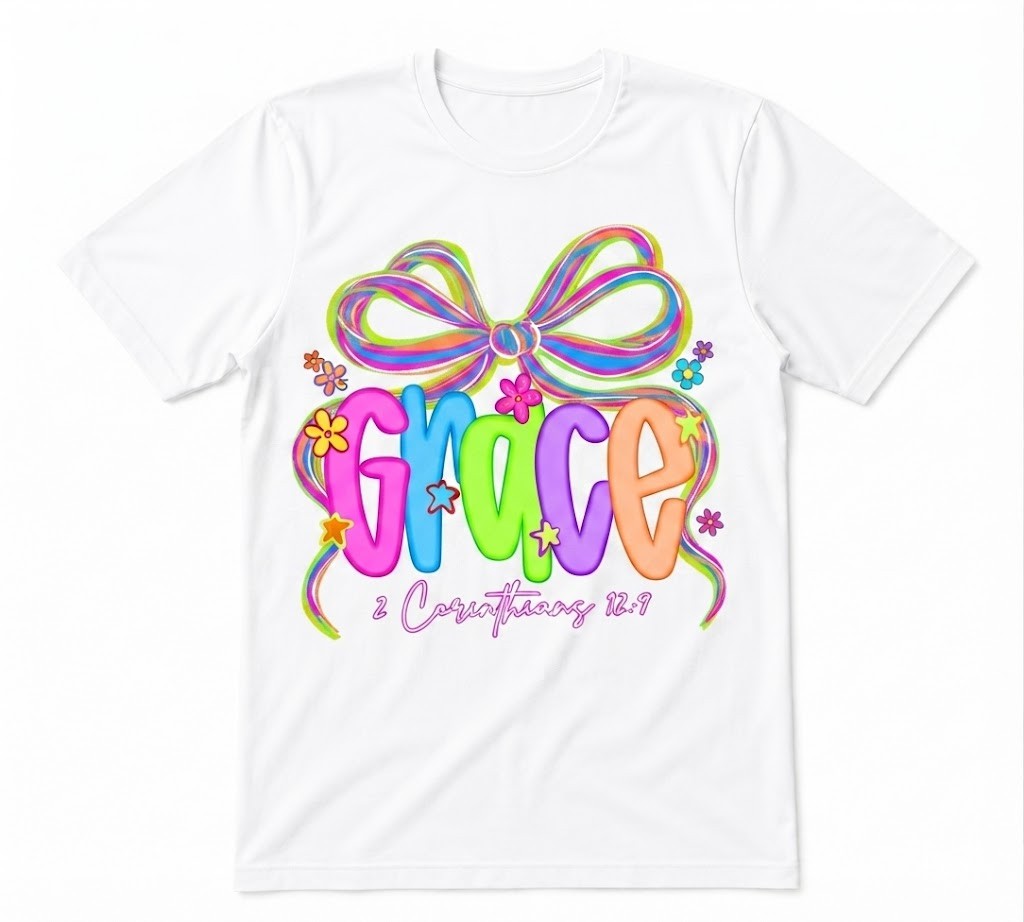 Grace Christian Floral White T-shirt