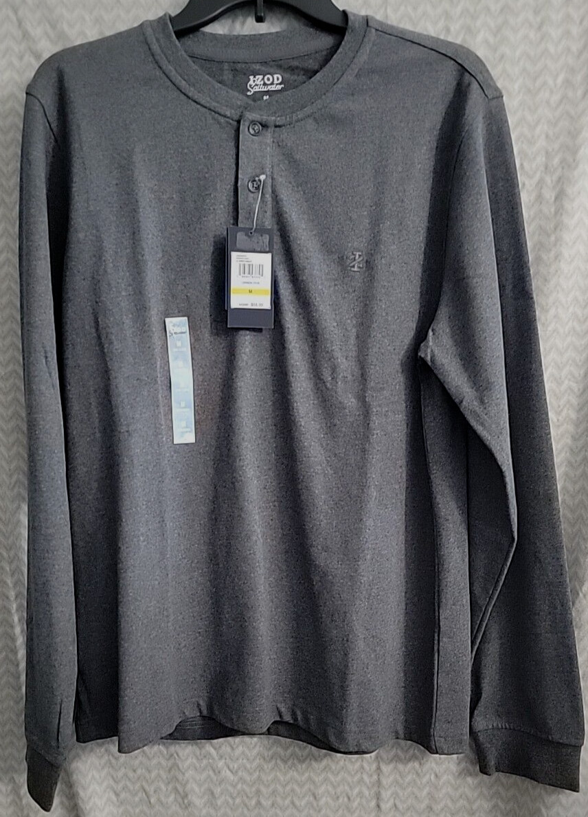 IZOD Saltwater Jersey Mountain Henley Carbon Heather Gray Men’s Medium Shirt