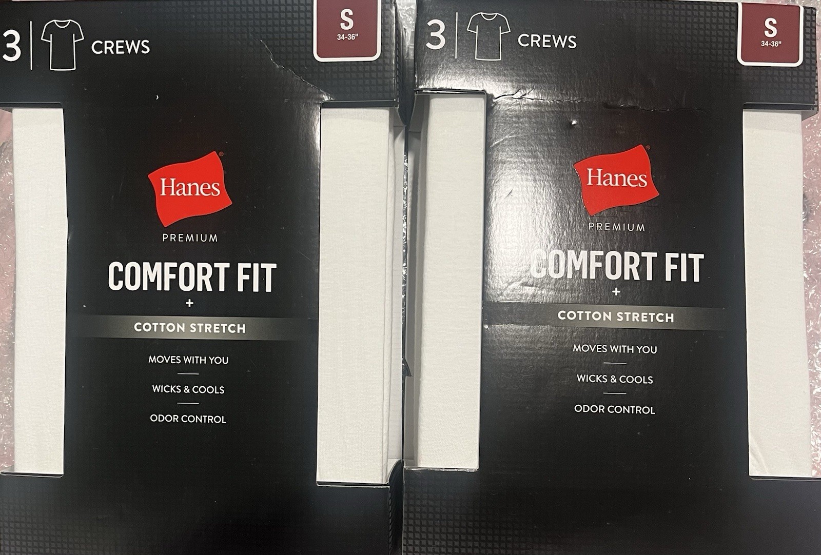 Men’s Hanes Comfort Fit 3-Pack Crew T-shirts, Short Sleeve. White Small, 2 Packs
