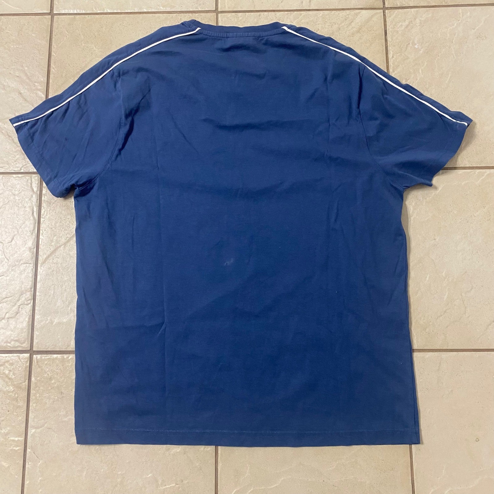 Michael Kors MK Mens Blue Crew Neck T Shirt With White Stripe Accent XL