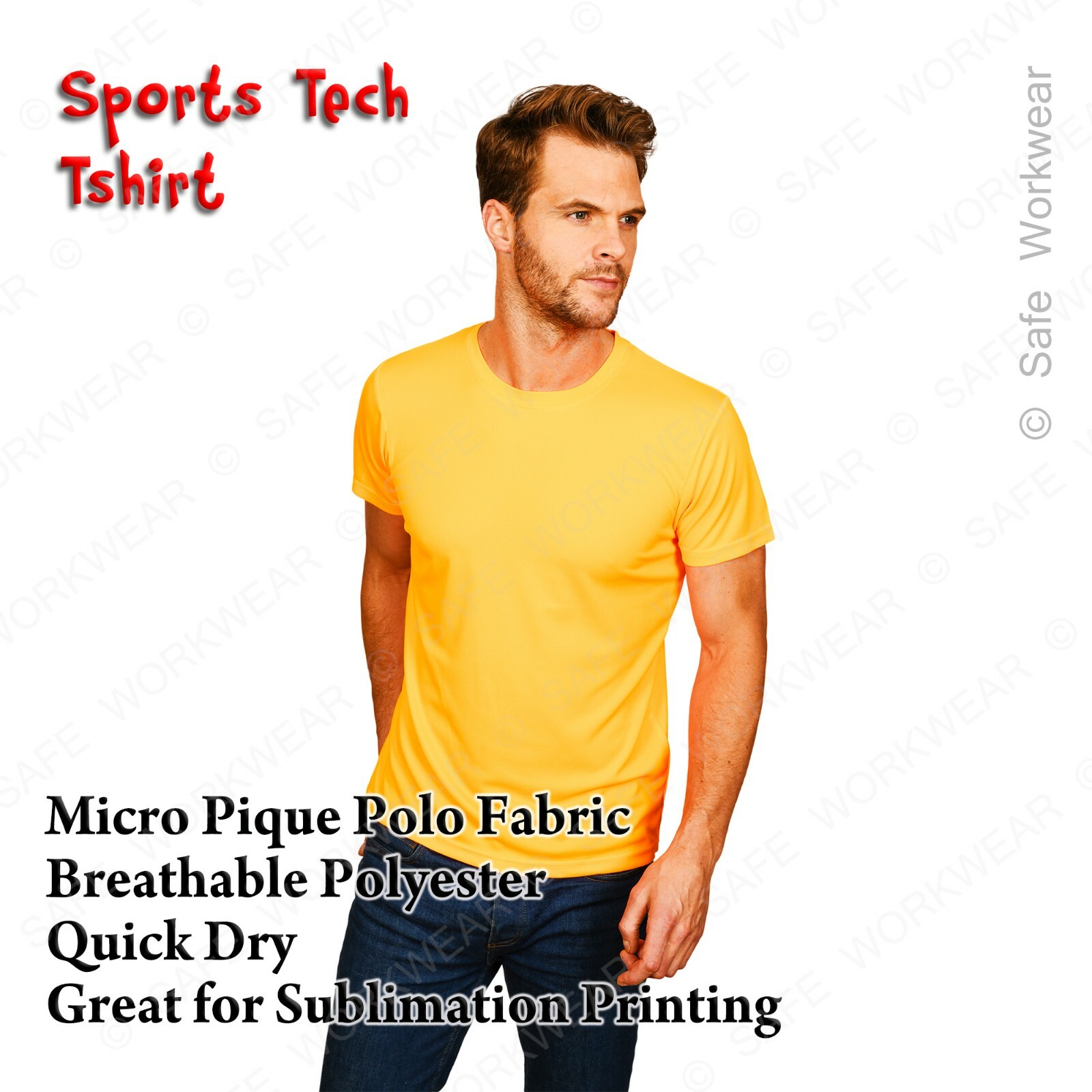 Sports Tech Tshirt – Breathable Quick Dry – Micro Pique Polo Sublimation Fabric