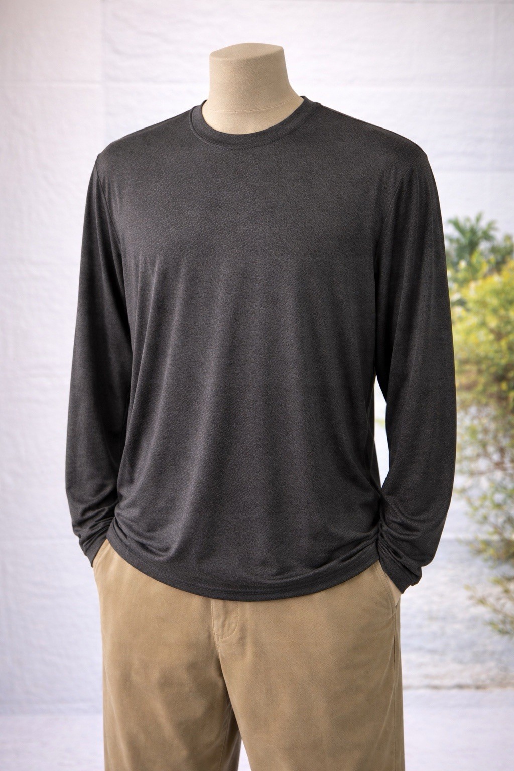 A4 N3165 Men’s Performance T-Shirt XXL Gray Long Sleeve Polyester Cooling Dri-Fi