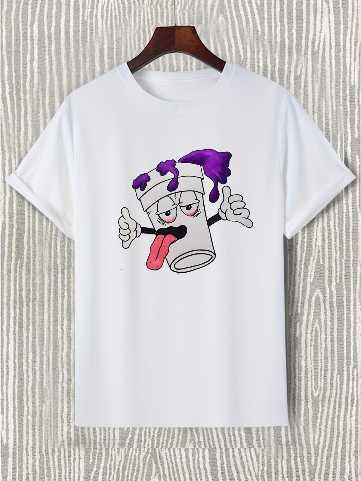 Men’s Casual T-shirt – Funny Cartoon Graphic Print – Trendy Round Neck Tee