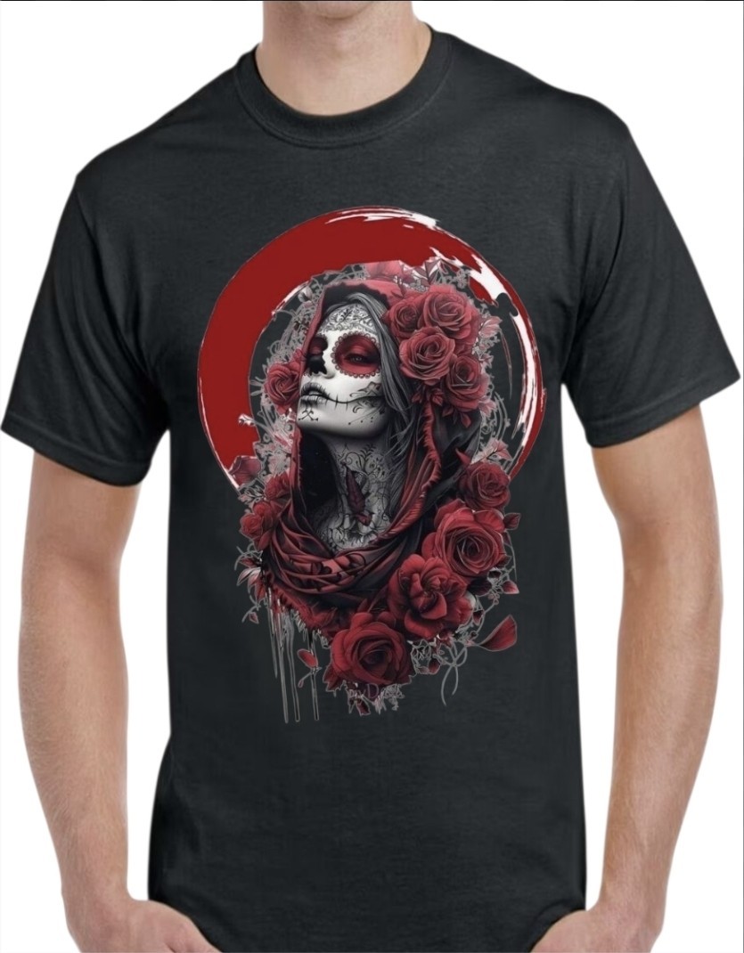 Sugar Skull Catrina Black Men’s T-Shirt Small To 3X-Large Style 7