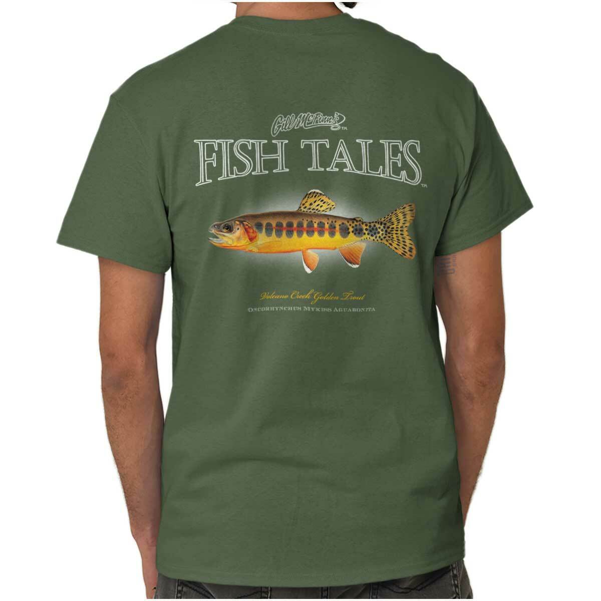 Gill McFinns Golden Trout Fisherman Fishing Womens or Mens Crewneck T Shirt Tee