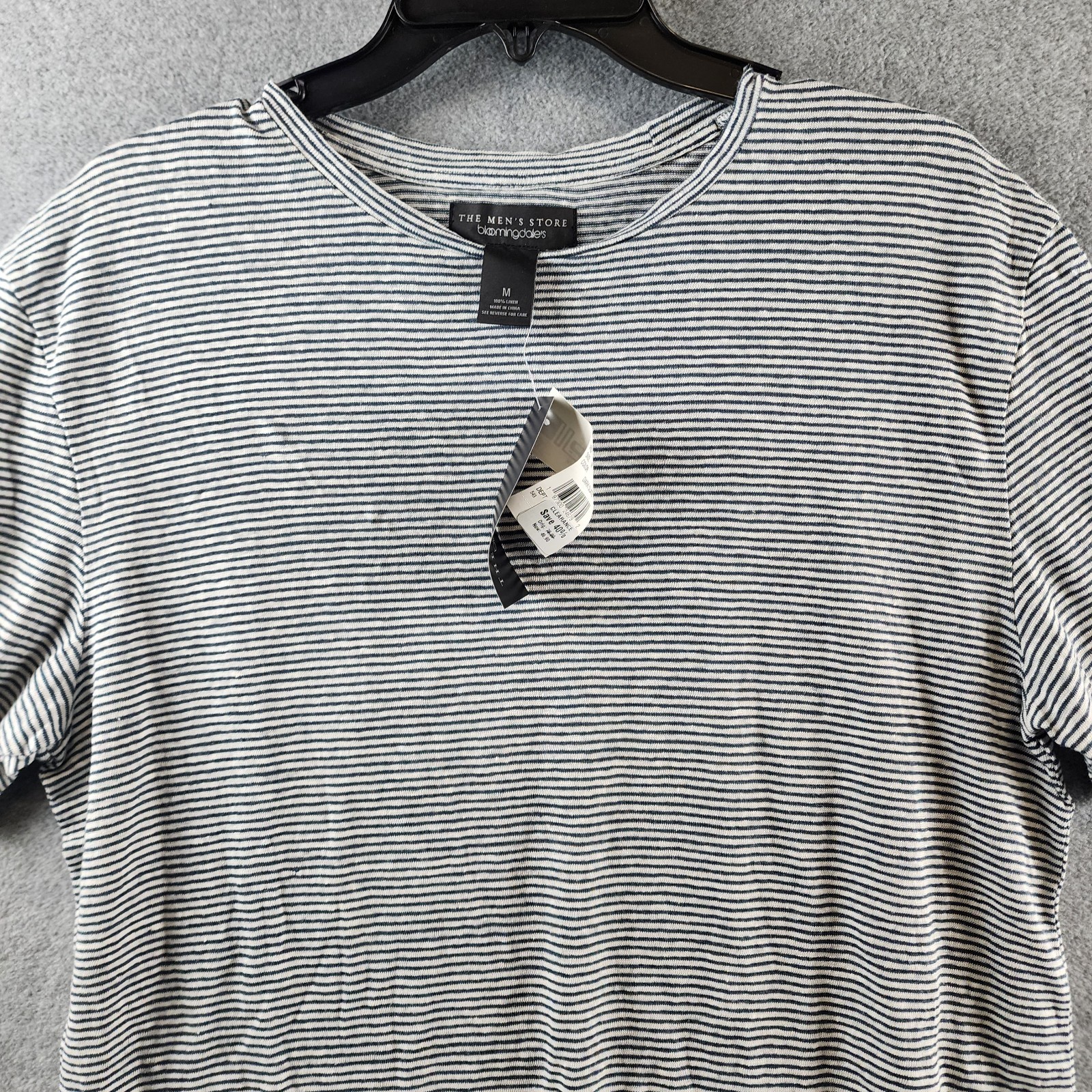 The Men’s Store at Bloomingdale’s Striped Linen Tee Men’s Size Medium Dark Slate