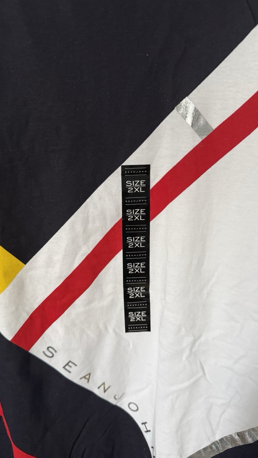 Sean John Shirt Mens XL White Yellow Dark Blue Color Block T-shirt Y2K VTG