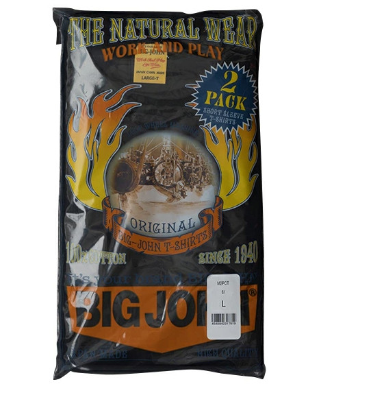 BIG JOHN 2 PACK T-SHIRT Short sleeves　black Made in Japan