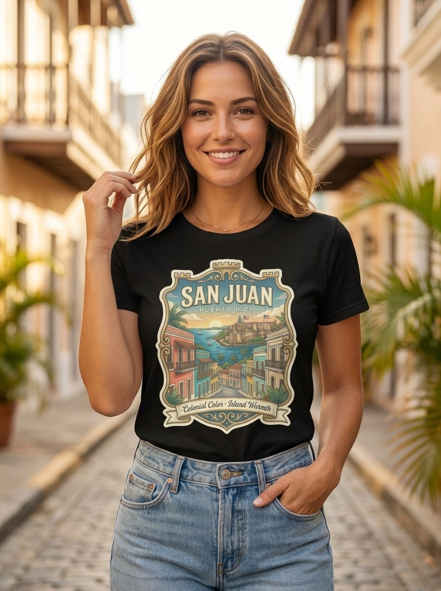 San Juan Puerto Rico Colonial Graphic T-Shirt Unisex Travel Tee