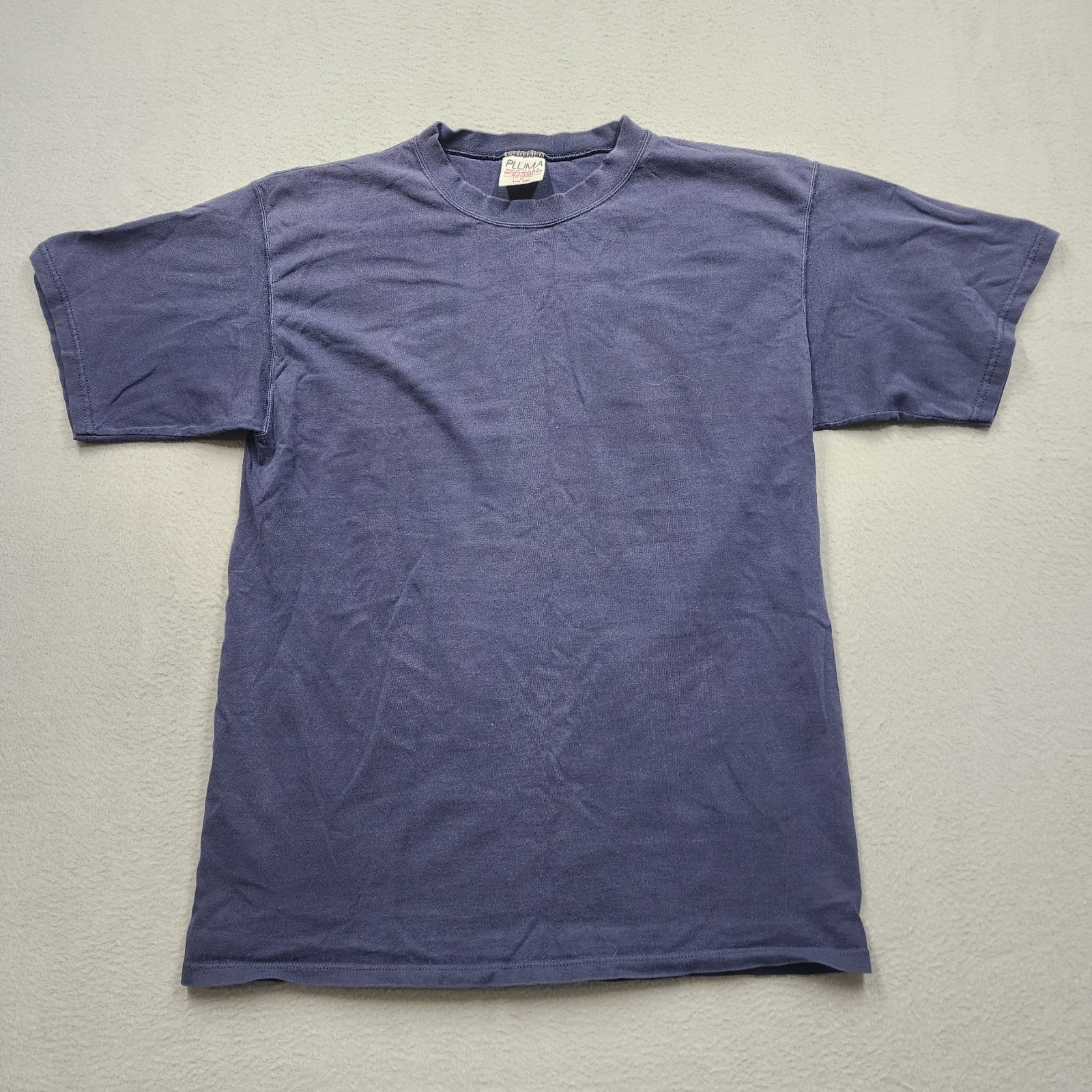 Vintage Pluma Shirt Mens MED blue Heavyweight 100% Cotton Short Sleeve Tee Blank