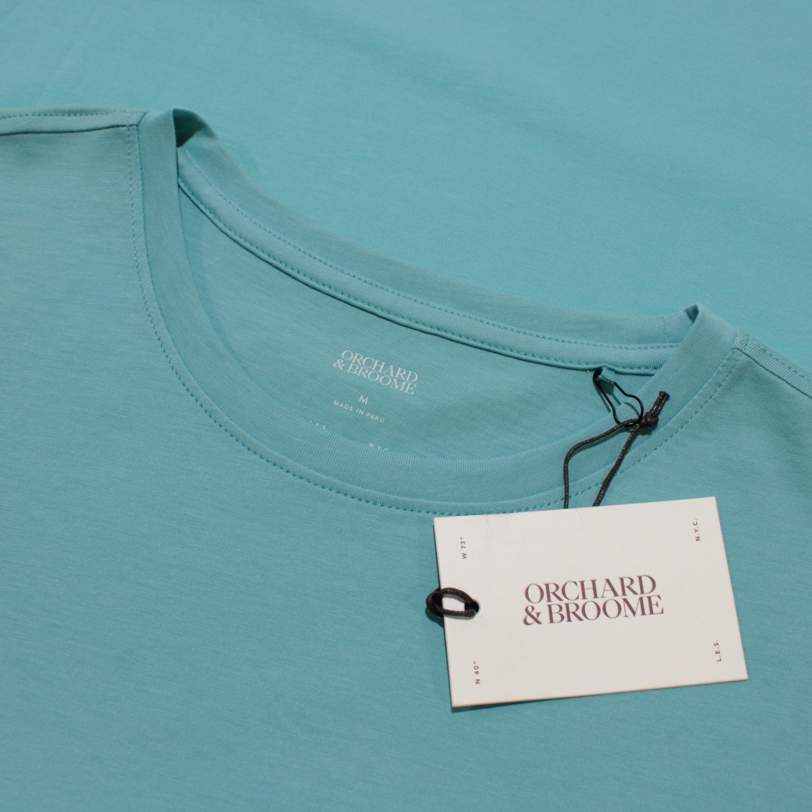 Orchard & Broome NWT Short Sleeve T-Shirt Size M in Aqua Blue 100% Pima Cotton