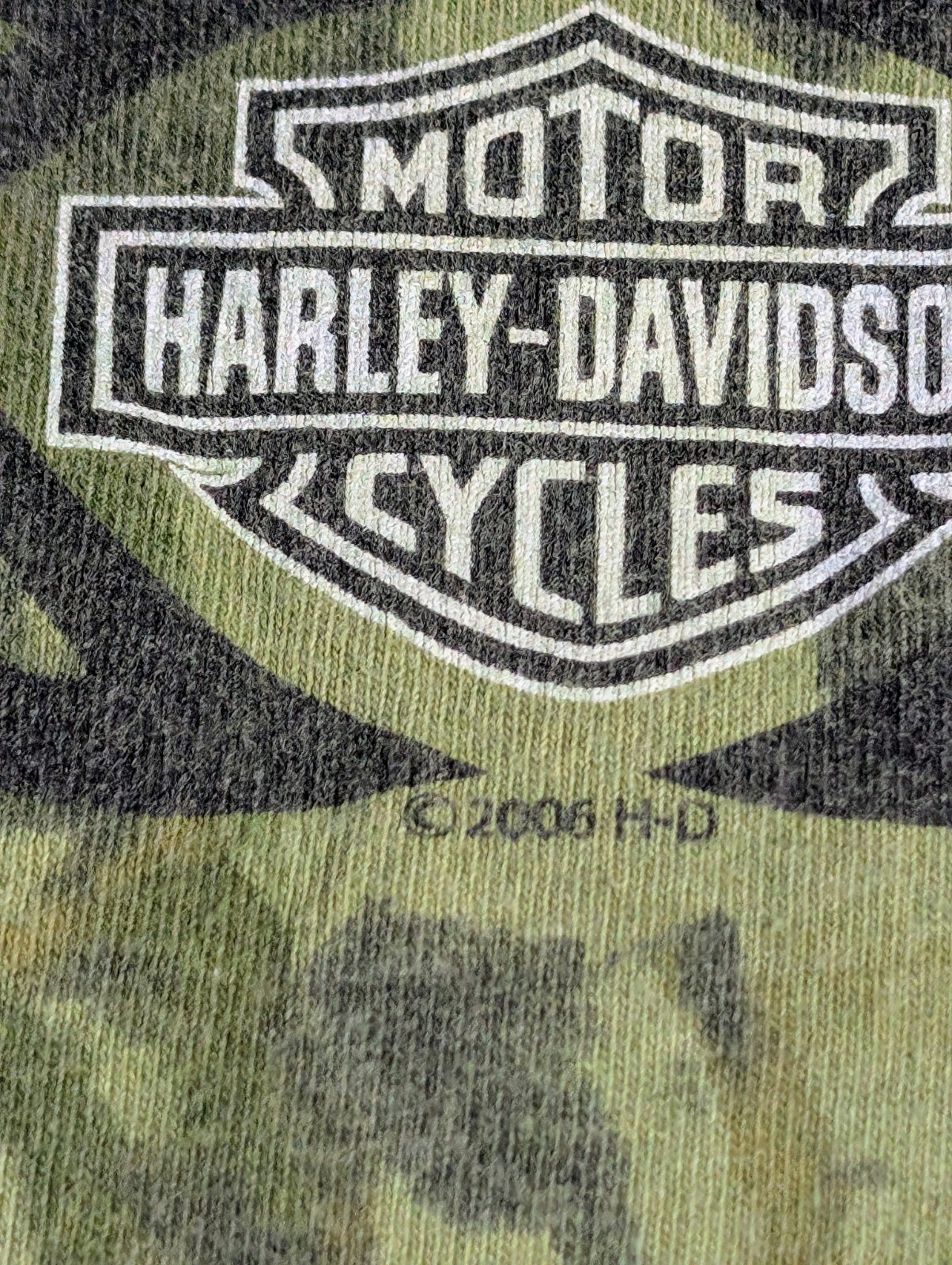 RARE Harley Davidson GHOST TOWN Men’s L (No Tag) Green Crinkle Dye Y2K NC Eagle