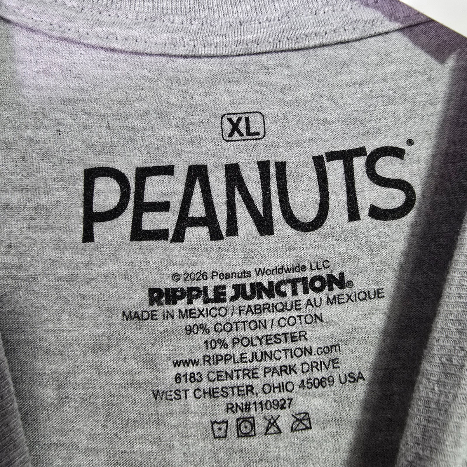 Peanuts® Chicago Cubs Baseball shirt Men XL Gray Charlie Brown Snoopy 50 NWT