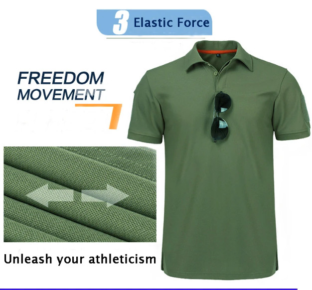Men’s Tactical Polo T-Shirt Quick Dry Combat Short Sleeve Team Work Casual Shirt