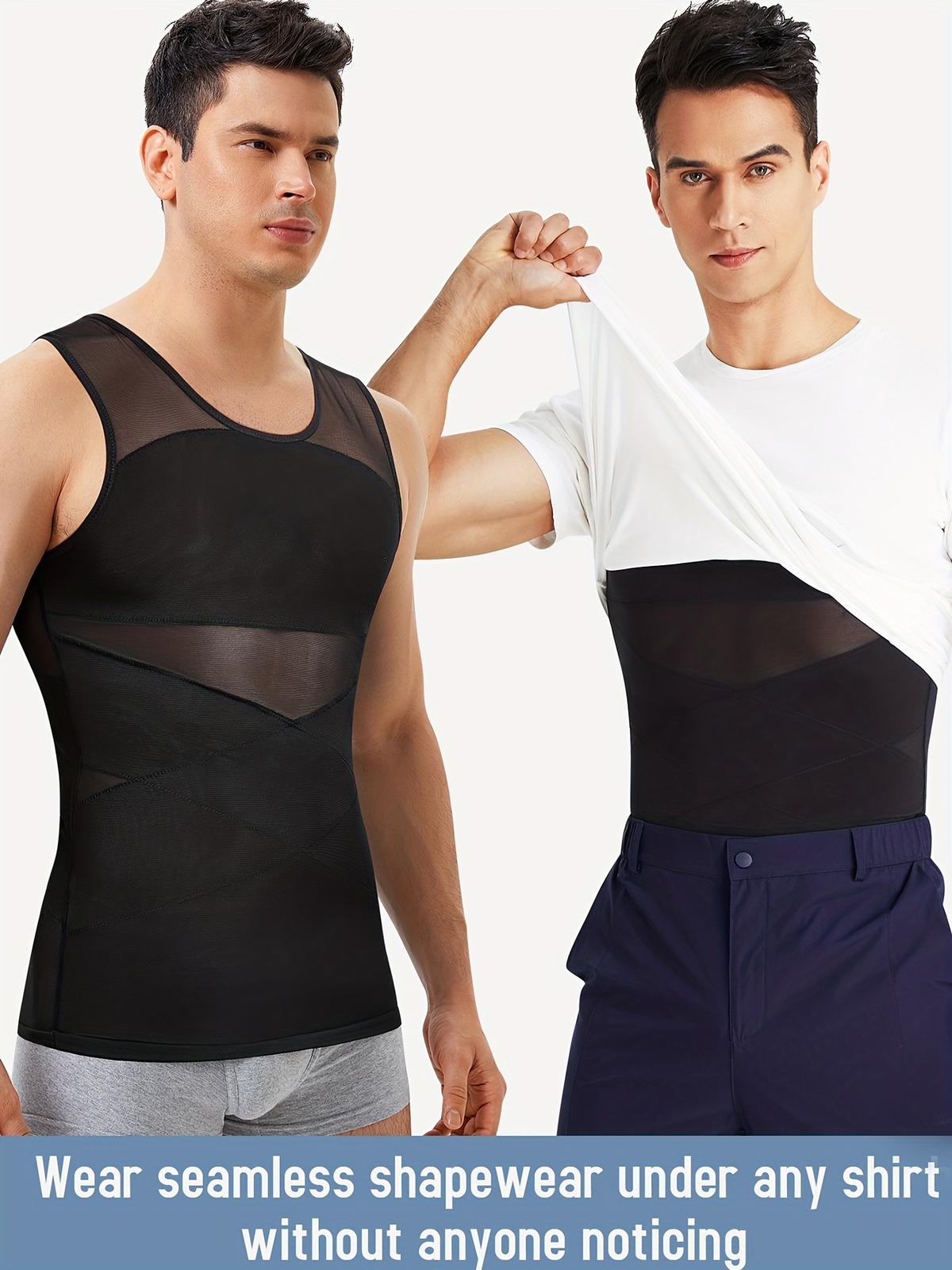 Men Abdomen Compression T-Shirt Slimming Body Shaper Posture Corrector Vest Tops