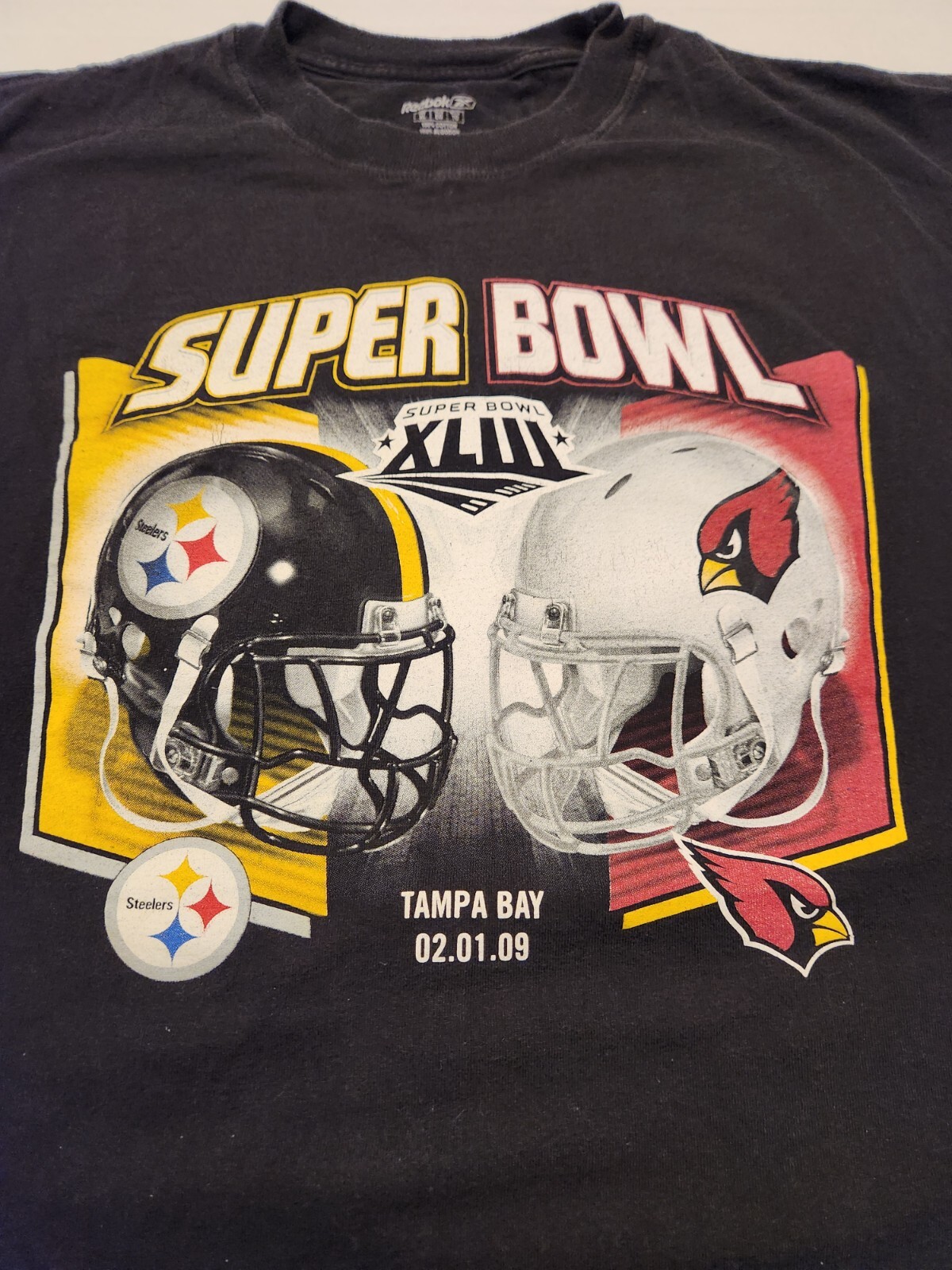 Reebok Super Bowl XL111 Steelers Vs Cardinals 2/1/09 Black T-Shirt XL