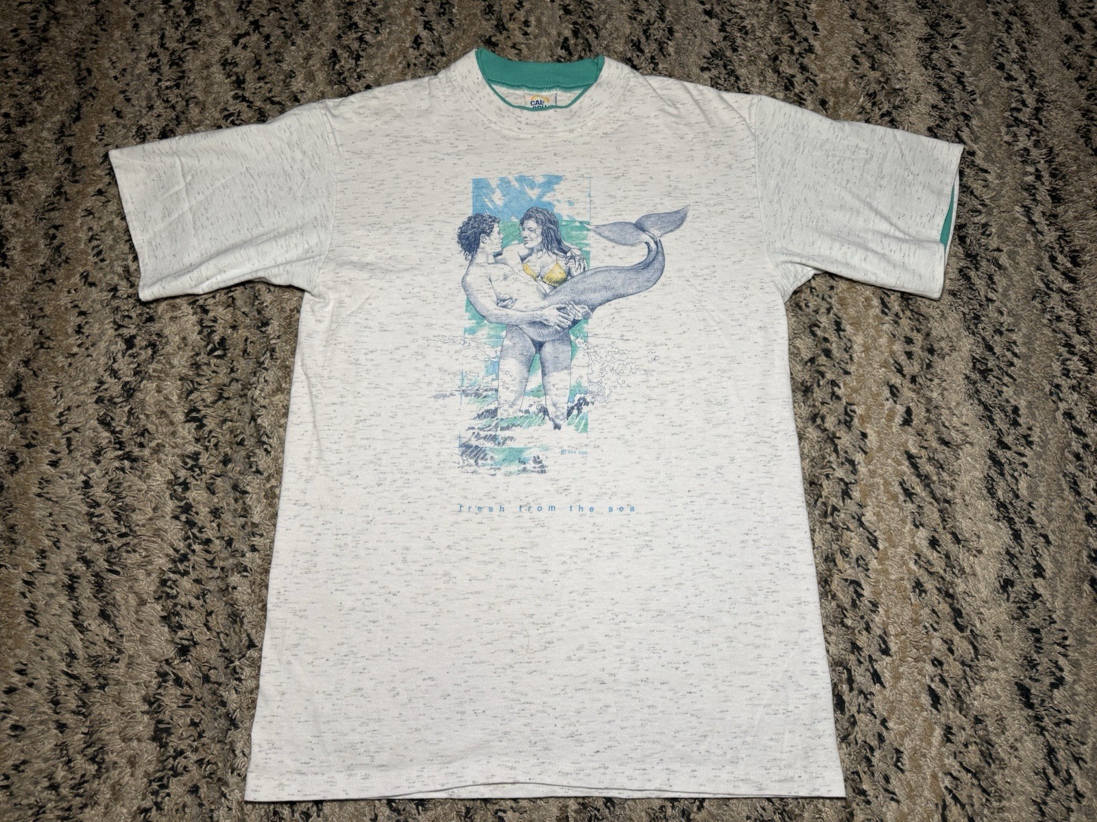 Vtg 80s 90s Sea Dog Sportswear Beach Male Mermaid Funny Ironic T Shirt Medium