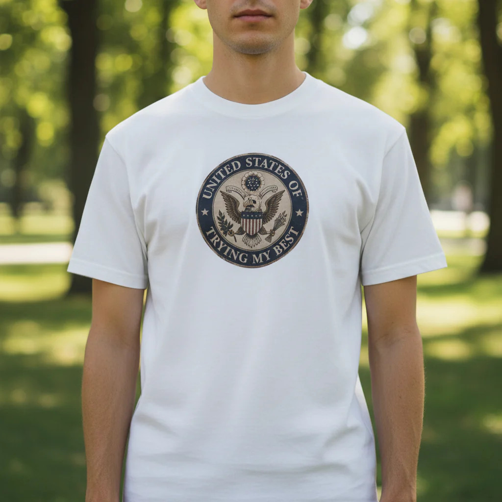 United States of Trying My Best Unisex T-shirt USA Graphic Tee Garment Dyed