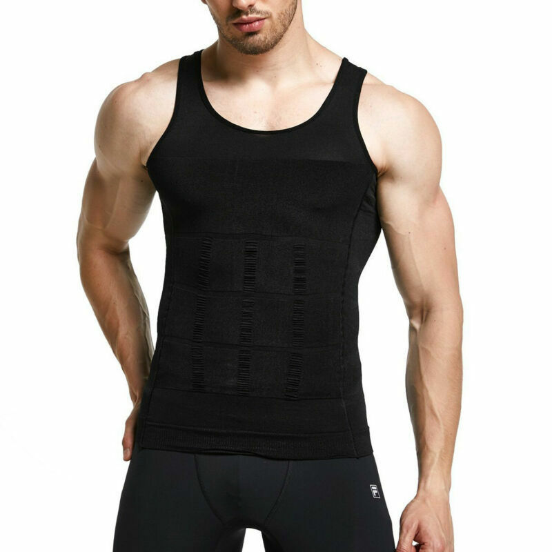 New Men’s Slimming Body Shaper Compression T-Shirt Round Neck Short Sleeve Top