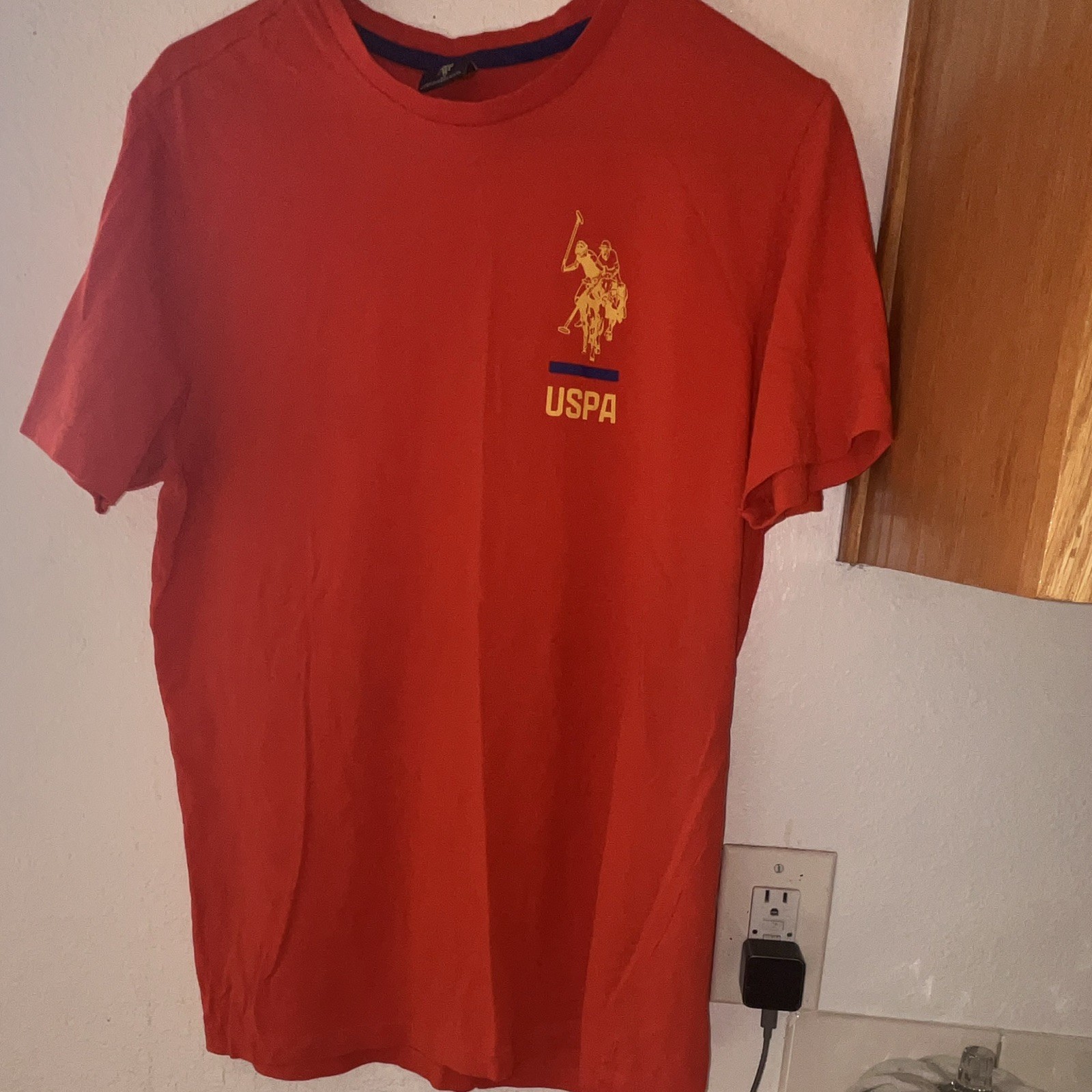 U.S. Polo Assn. Men’s Red Solid Crew Neck Short Sleeve Logo T-Shirt Size M