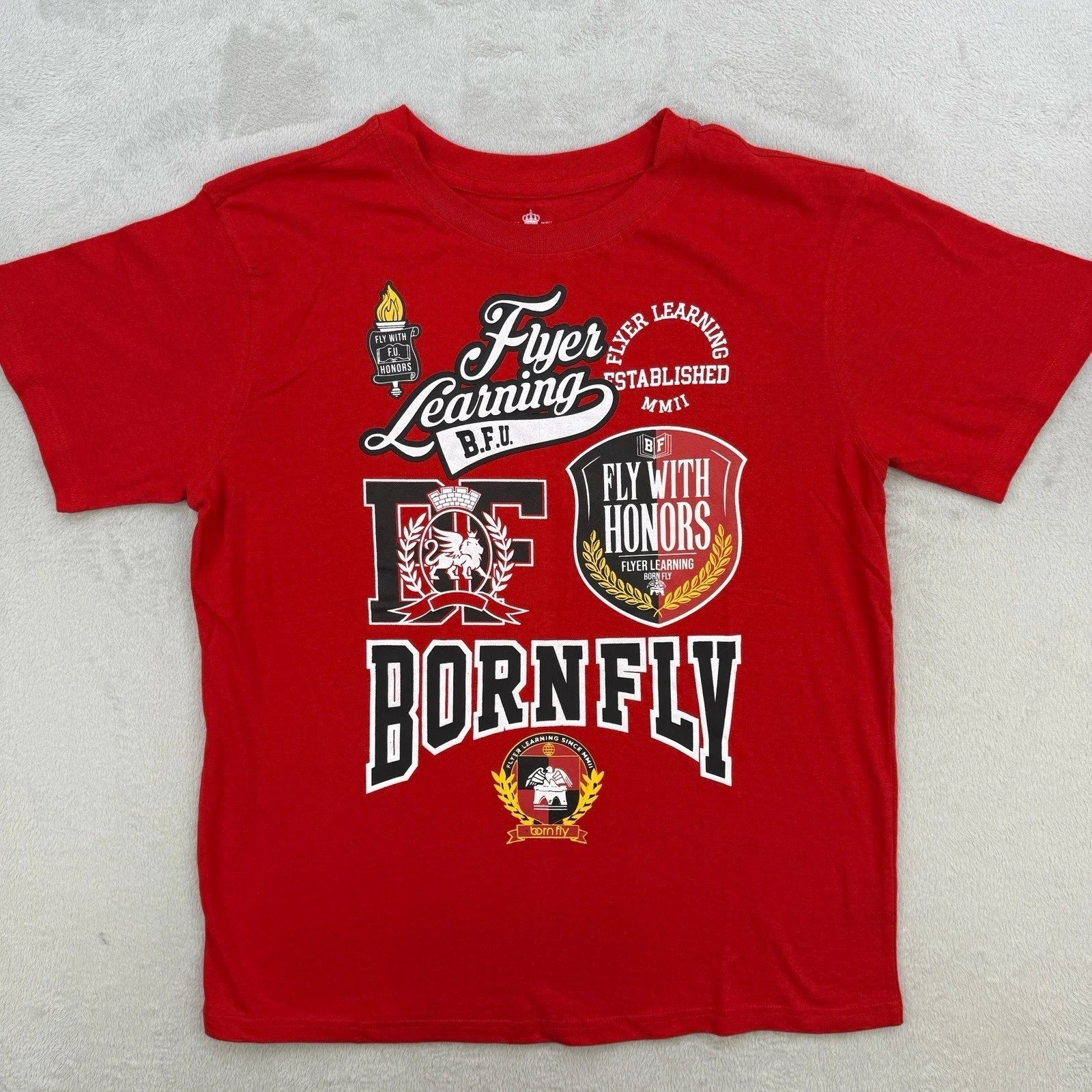 Born Fly Shirt Mens Red Short Sleeve Graphic T Shirt Flyer Learning Medium