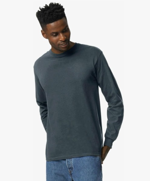 Gildan Ultra Cotton Long Sleeve T-Shirt Style G2400, Dark Heather (6 Pack)- 2XL