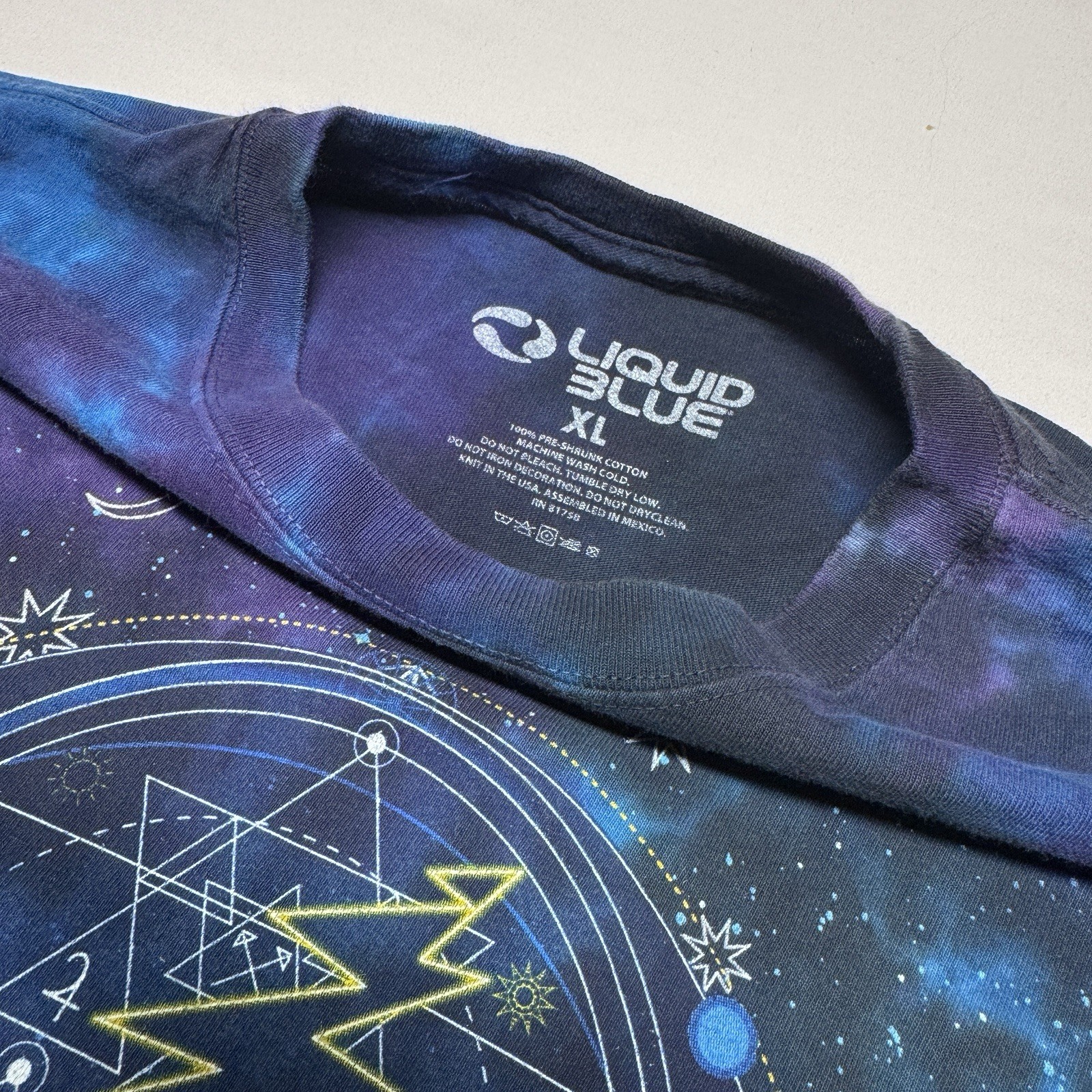 Lot x2 Liquid Blue Grateful Dead Mystical Space Stealie Tie Dye Astrology Shirt
