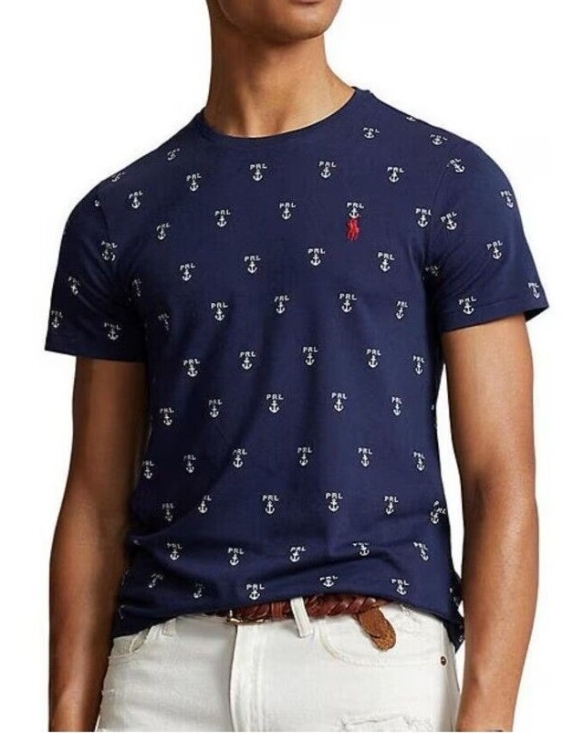 Men`s POLO RALPH LAUREN crew neck T-shirt Classic Fit Size L XL 2XL Navy Blue