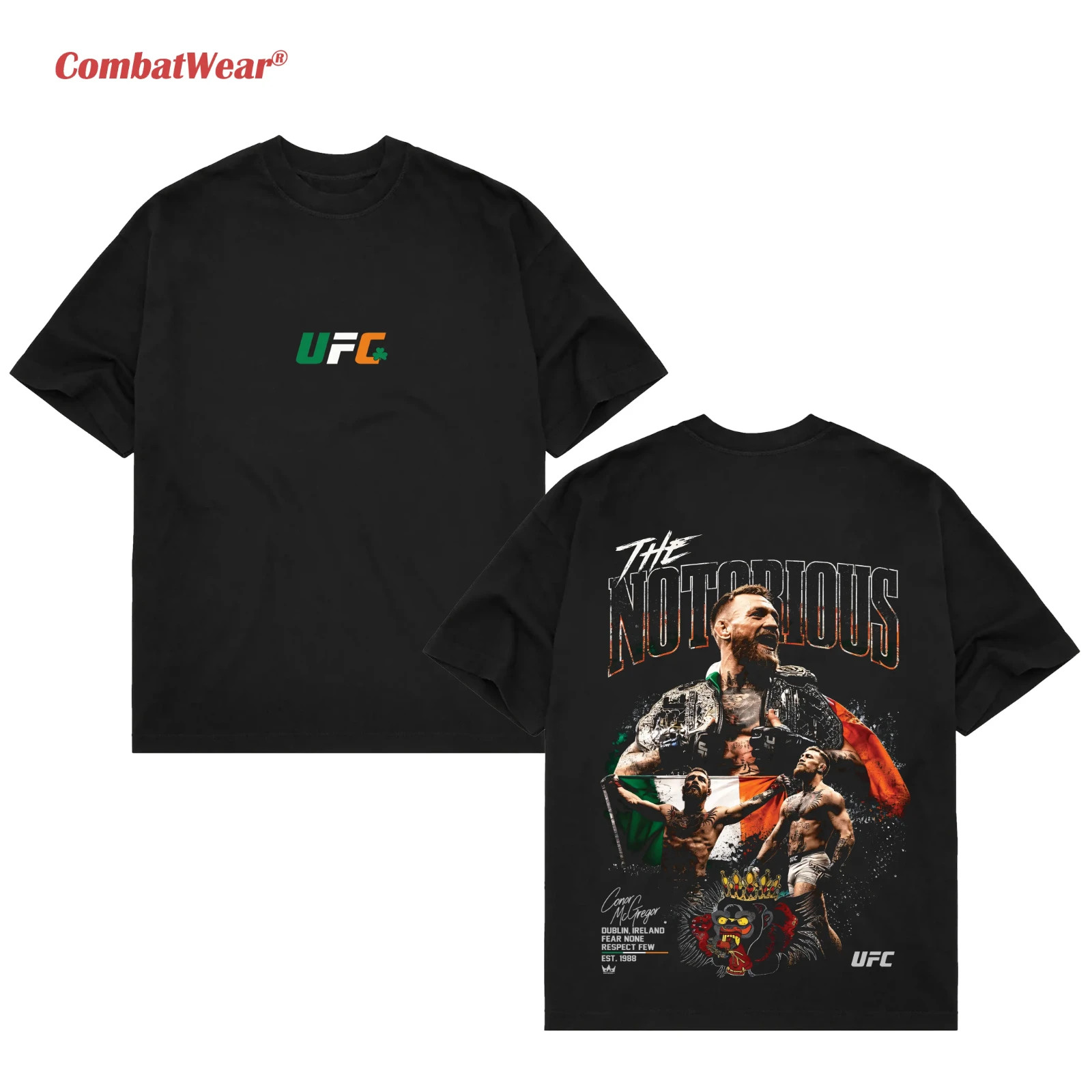 Men’s UFC 329 Black Conor McGregor T-Shirt, The Notorious UFC Graphic Tee