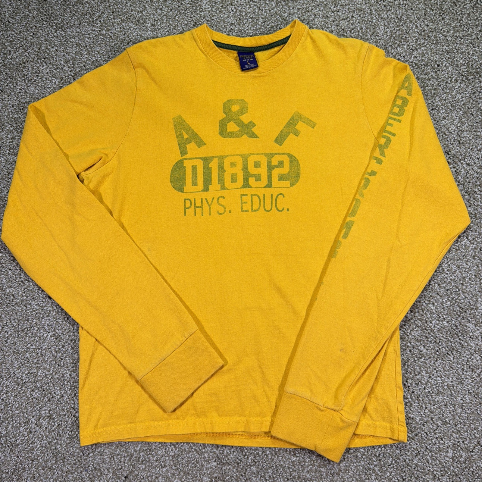 Vintage Abercrombie And Fitch Longsleeve Faded Yellow 90s Classic Large Preppy