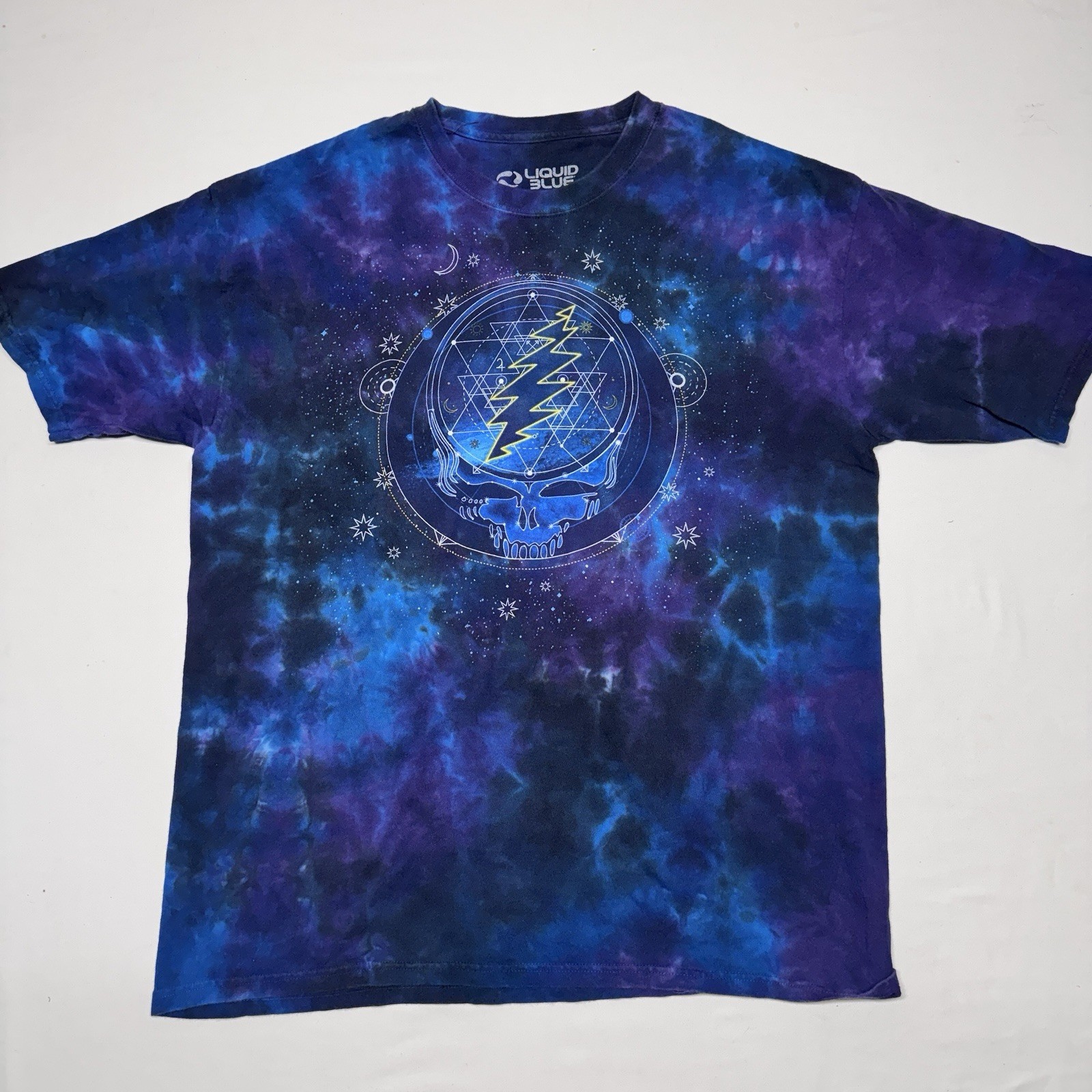 Lot x2 Liquid Blue Grateful Dead Mystical Space Stealie Tie Dye Astrology Shirt